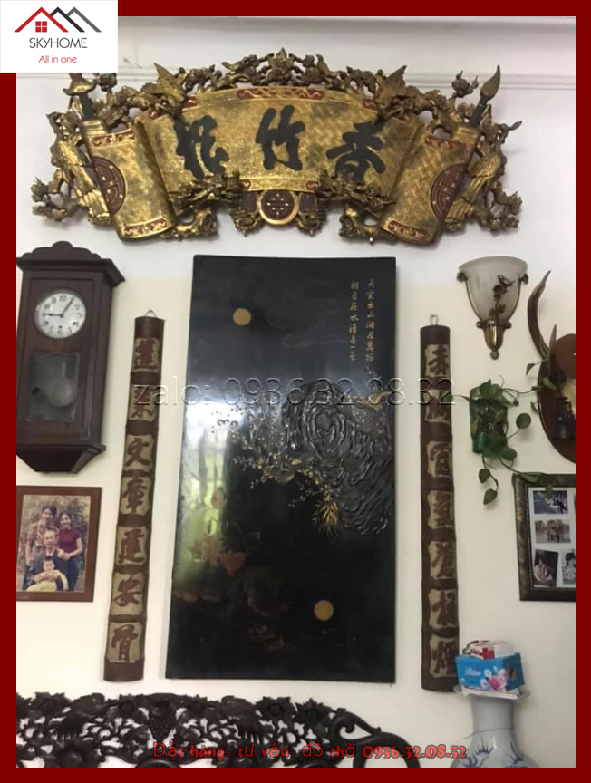 Hoành phi gỗ phòng thờ chữ Hương tùng trúc